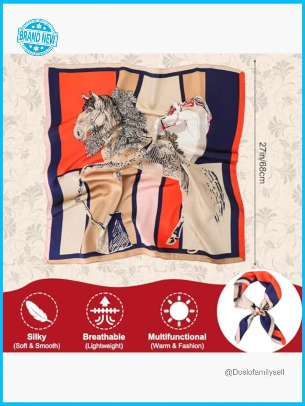 Satin Silk Feeling Head Scarf Set 6 PCS Fashion Neckerchief Boho Chic